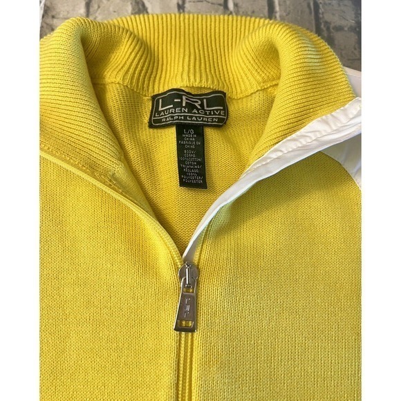 Ralph Lauren LRL Vintage Yellow White Sweater Women’s Size Large Mock Preppy EUC - Picture 9 of 11